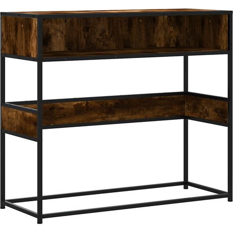 Table console，Table d'appoint，Bout de canapé，Meuble d'entrée chêne fumé 90x35x80 cm bois d'ingénierie