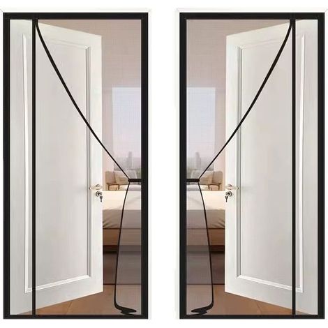 Lot2 Moustiquaire Magnétique pour Porte Fibre de Verre 120x220cm,Ouverture Latérale Rideau de Porte Antimoustique Maillage Fine sans Perçage Moustiquaire Aimantée pour Salon Chambre Coucher (1/5)