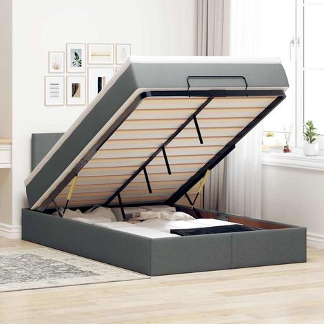 Cama otomana con colchón y LED tela gris oscuro 120x200 cm vidaXL (1/5)