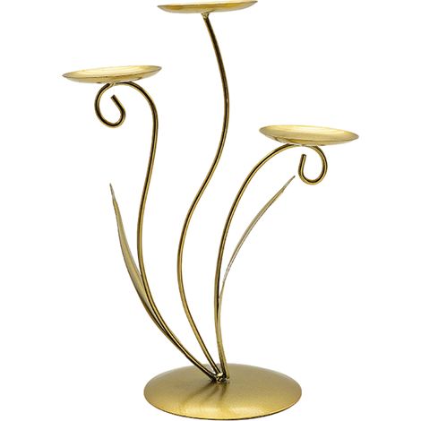 Décoration Intérieure Fer Forgé L25310-G Ensemble Bougeoirs Tulipe Mangeoires Oiseaux Paniers Suspendus et Vases Fleurs Séchées Style Rustique (1/5)