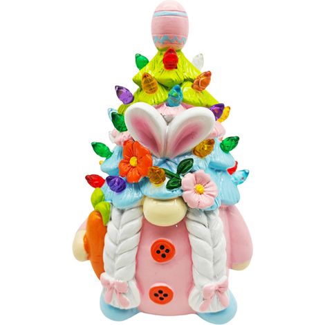 Ornement de Pâques en résine Lutin sans visage avec lumière décorative Nécessite 2 piles AAA (1/5)