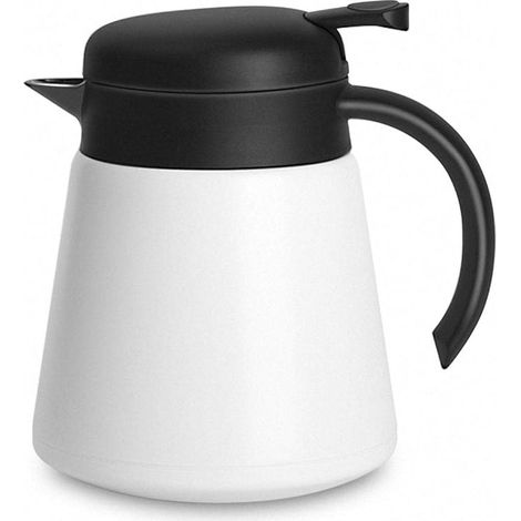 0.8L Thermoskanne 304 Edelstahl Doppelwand Vakuum Isolierte Kaffee Topf Kaffee Thermos, Kaffee Plunger, Saft/Milch/Tee Isolierung Topf (Weiß)