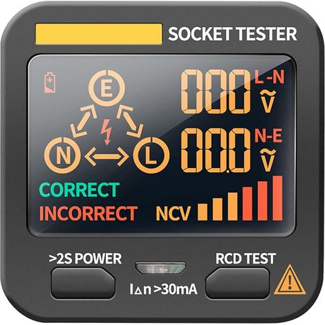 Comprobador de tensión, pantalla LCD digital, comprobador de enchufes inteligentes, enchufe europeo, detector RCD, electroscopio de polarización para enchufe de prueba de fase de red para ANENG AC11