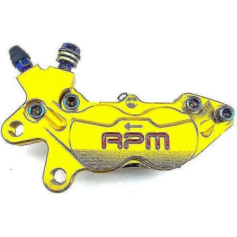 Étrier de frein de moto 40 mm, montage P4, piston axial, pompe de frein compatible avec Honda, Yamaha, Kawasaki, Suzuki, scooters et motos tout-terrain (côté gauche doré) (1/5)