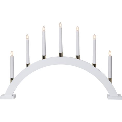 Lichterbogen -Gillian', Holz und Metall, 7 x E10 Kerzen, Netzbetrieb, weiß-gold, B 63cm, H 40cm (1/5)