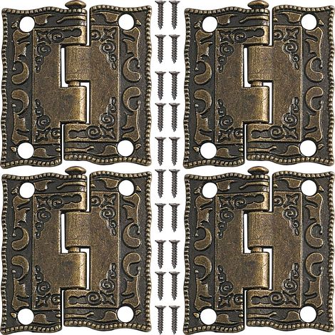 Lot de 4 charnières vintage en bronze pour la décoration d'armoires et bibliothèques (1/5)