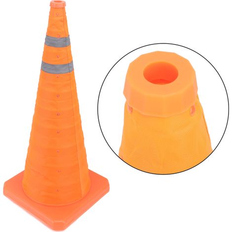 Cône de signalisation pliable avec 2 bandes réfléchissantes, multifonctionnel, pour la pratique de la conduite automobile et le stationnement sur route. (1/5)