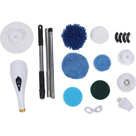 Cordless cleaning brush, long handle, rotating, replaceable head (1/5)