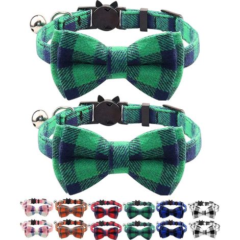 Lot de 2 jolis colliers de sécurité à carreaux (vert)