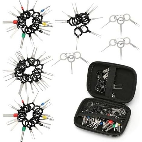 Set di 73 attrezzi per la rimozione dei terminali auto. Kit estrattore terminali e connettore a pin. Attrezzo universale per la rimozione dei terminali per la riparazione di auto. (1/5)