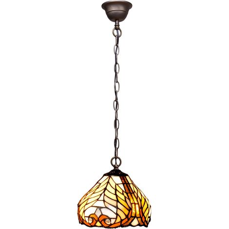 Lampe à suspension avec chaîne et abat-jour Tiffany diamètre 20 cm Série Dalí