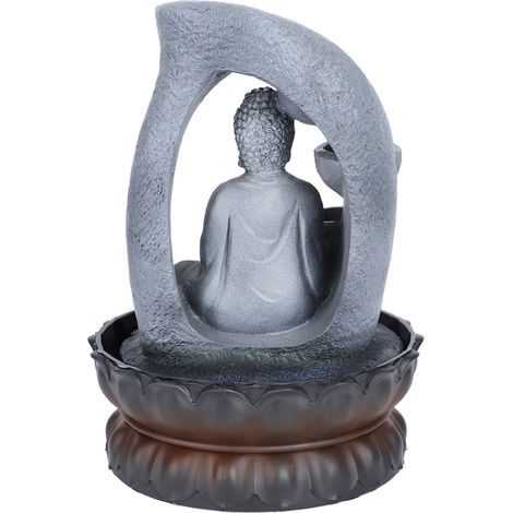 Fuente de Buda, diseño iluminado, decoración de oficina, resina, 20,5 cm (1/5)