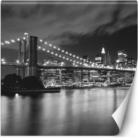 Papier peint New York Brooklyn Bridge éclairé la nuit 250x250 (1/5)