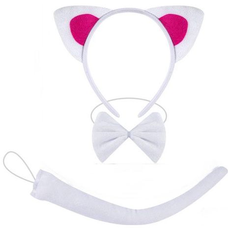 Bandeau à oreilles de chat, accessoire pour cheveux pour filles et femmes, accessoire de fête et de déguisement pour costumes de chat, blanc, taille unique. (1/5)