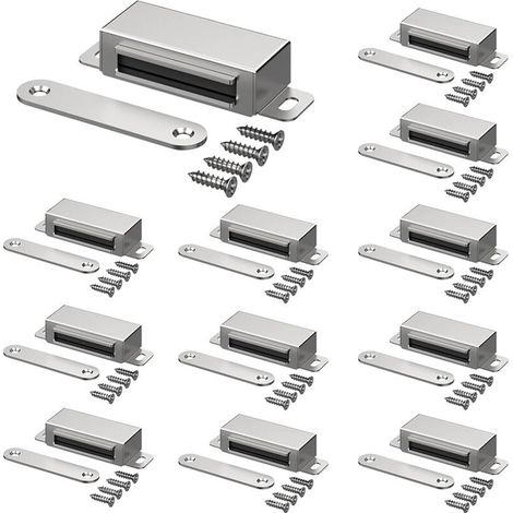 Chiusure magnetiche per mobili, chiusure per porte da cucina, bagno, spogliatoio, chiusure per armadi, chiusure per cassetti (argento, confezione da 10) (1/4)