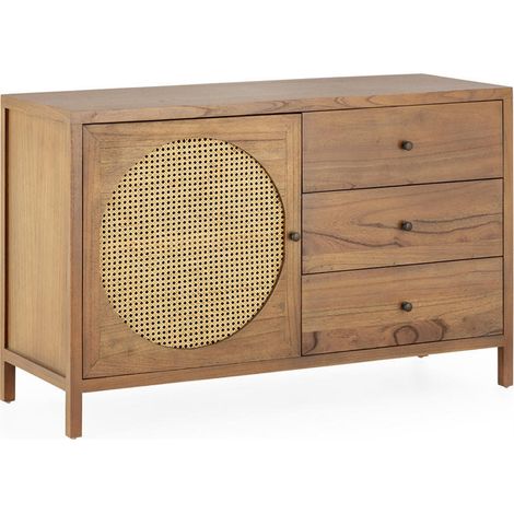 Buffet en bois et rotin brun miel - brun miel et naturel (1/5)