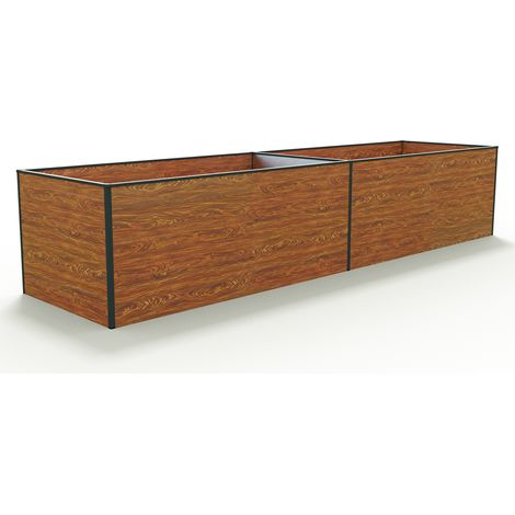 GFP Hochbeet Kräuter-Gemüse-Beet KINGSIZE DANIELA Aluminium - 387 x 77 x 77 cm - Holzoptik - formstabil und witterungsbeständig mit Aluminium-Hohlkammerprofilen