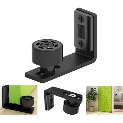 Guide de plancher ajustable pour porte en bois coulissante – Acier au carbone et nylon – Glissement fluide et silencieux – Noir givré (1/5)