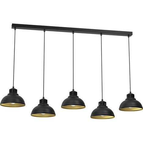 Suspension Sven Luminex métal noir/doré 125cm 5xE27