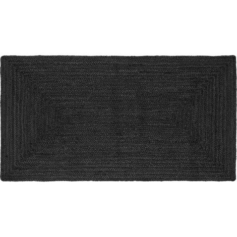 Tapis rectangulaire, gris foncé, 80 x 150 cm, jute. (1/5)