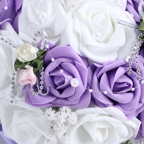 Bouquet de mariée artificiel, simulation de mariée tenant une fleur, décoration, fournitures de mariage, violet (1/5)