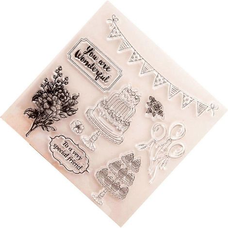 Tampons transparents Gâteau d'anniversaire pour la création de cartes et le scrapbooking (1/4)