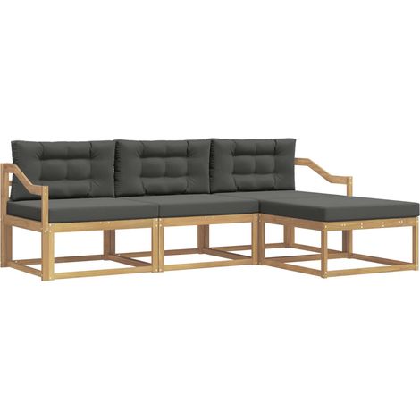 Outdoor Sofa Set 4 pcs White and Anthracite Polyester vidaXL (1/5)