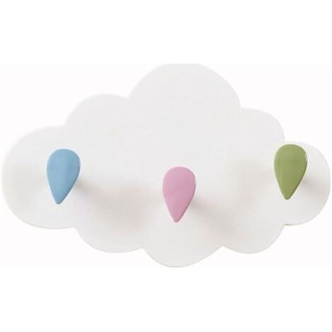 Pair Lntyq 1 Pcs Crochets pour Porte-Manteau Nuage,3 Crochets Crochets pour Porte-Manteau Enfants en Plastique sans perçage Crochets muraux Nuage Auto-adhésifs et imperméables,adaptés à la Garde-Robe