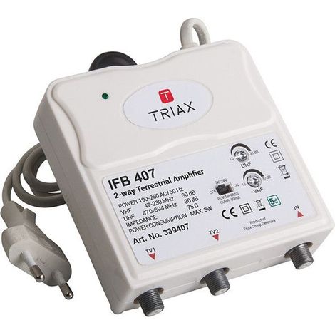 TRIAX IFB 407 AMPLIFICATEUR D'APPARTEMENT 2 SORTIES TV ANTENNE RATEAU TERRESTRE