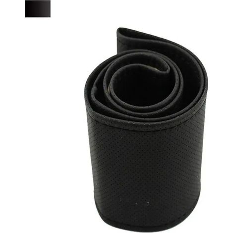 Housse de volant (noire 40 cm) cousue main en cuir microfibre, respirante et absorbante. (1/5)