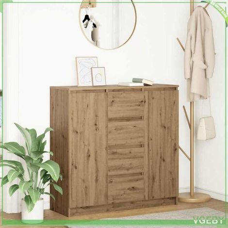 Buffet - 3328461 - Chêne artisanal - Bois d'ingénierie - 100,5 x 35 x 98,5 cm (1/5)
