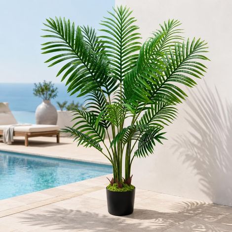 Palmier Artificiel Exterieur Anti UV 120 cm Arbre Artificiel plante artificielle grande avec 15 feuilles realiste faux arbre tropical en plastique fausse plante pour bureau salon maison (1/5)