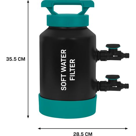 Vonroc – Adoucisseur d'eau portable 1000L – Débitmètre inclus – Régénération facile avec sel – Bandes de test dureté – Tuyaux et connecteurs