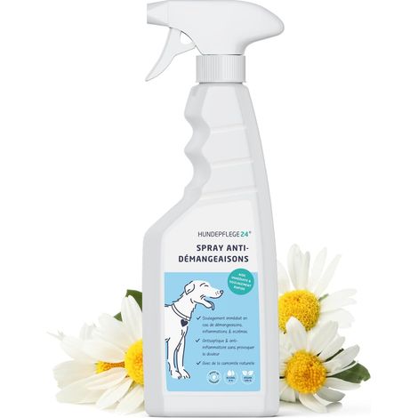 Spray Anti demangeaison Chien 500ml - Aide d'urgence immédiate & apaisement Efficace Contre l'inflammation, Les acariens, aoûtats, mycoses & puces - Anti demangeaison pour Chien et Chat (1/5)