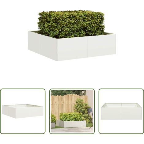 vidaXL Jardin -  Jardinière blanc 100x100x30 cm acier (1/5)