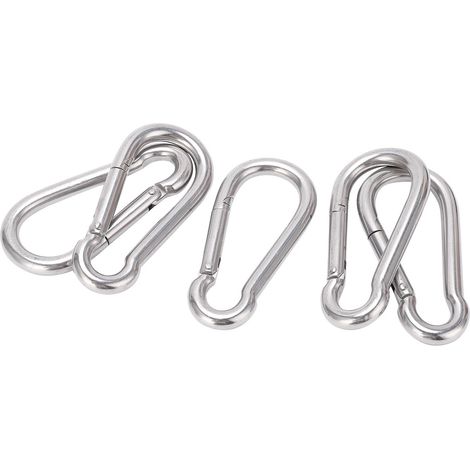 Lot de 5 mousquetons de 120 mm en acier inoxydable robuste avec ressort pour hamac et laisse de chien (1/5)