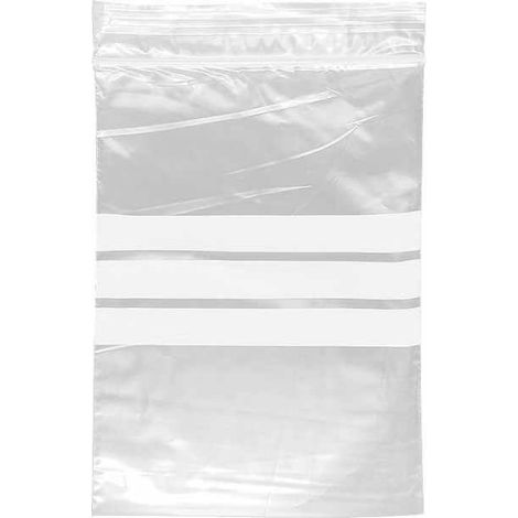 Sacs en plastique transparent avec fermeture hermétique, sacs à fermeture automatique, compatibles avec contact alimentaire, bandes blanches, dimensions 6 x 8 cm, contient 50 sacs (1/5)