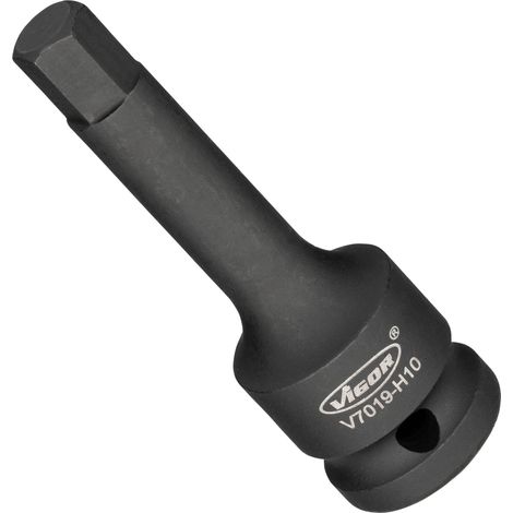 VIGOR Schlagschrauber Schraubendrehereinsatz, 1/2 (12,5 mm) Vierkant hohl, Innen Sechskant Profil, SW 10 mm (1/2)