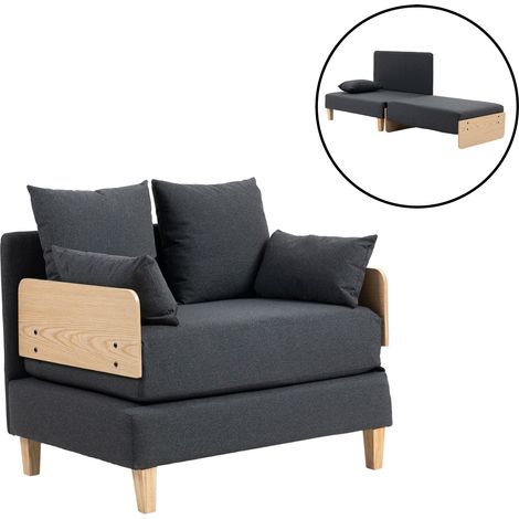 Sofá/sillón convertible 1 plaza 81 x 88 x 68 cm gris oscuro 030009139
