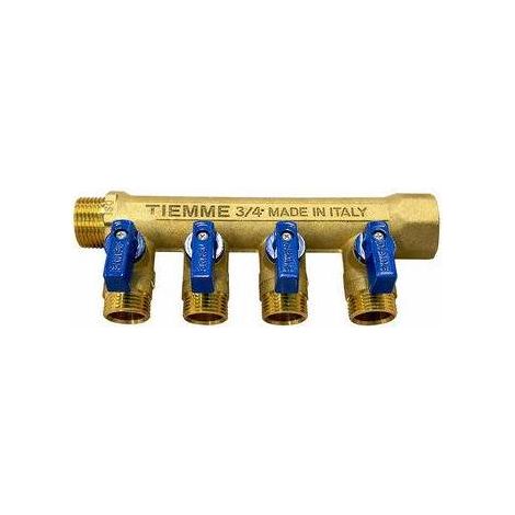 COLLETTORE NINO 4 VIE CON VALVOLE A SFERA Misura: 3/4 x 1/2 4 vie Blu