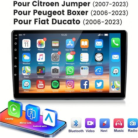 9 pouces Carplay Autoradio pour Citroen Peugeot Fiat 2006-23 Android 64G JUNSUN (1/5)