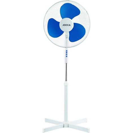 Jocca - Ventilador de Pie 40W 3 Velocidades Cabezal Reclinable Oscilación 90º Diamétro 40cm Altura Ajustable 3 Aspas Silencioso