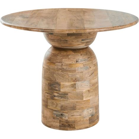 Dining Table Light Brown Mango Wood ø 110 cm Solid Wood Frame and Base Round Modern Design MURTLE (1/5)
