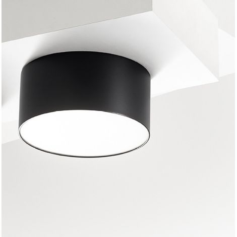 Plafoniera alluminio gea led cloe 65 gpl243c led lampada soffitto nero tonda moderna interno 16w 3000°k ip20