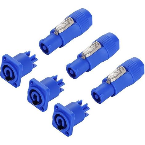 3 Ensembles Connecteurs PowerCon professionnels à montage sur panneau compatibles avec Neutrik NAC3FCA,prise d'alimentation audio 3 broches pour éclairage de scène et haut-parleurs,AC 250V 20A (1/5)