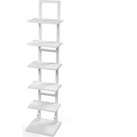 Estantería industrial blanca 30x30x131 con 5 estantes de madera