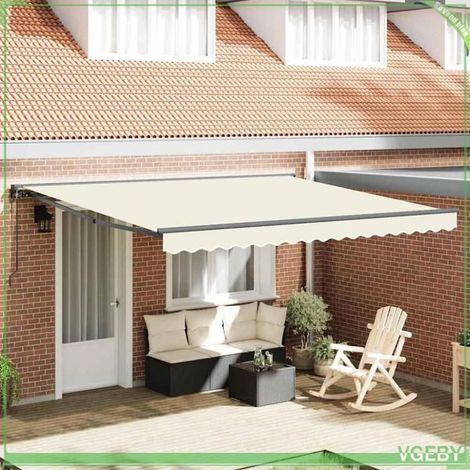 Auvent rétractable - FAF7291712448157 - Crème - Tissu anti-UV et déperlant - 400 x 300 cm (1/5)