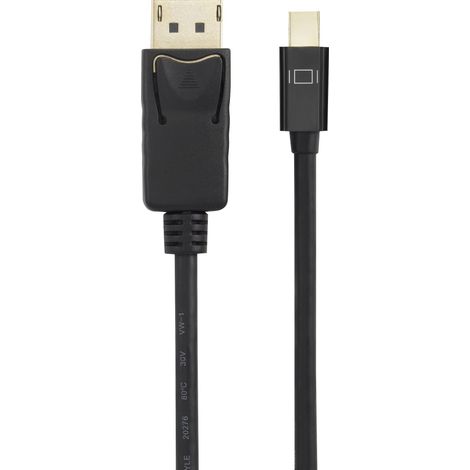 Câble adaptateur Renkforce Mini-Display / DisplayPort Fiche mâle Mini DisplayPort, Fiche mâle DisplayPort 1.00 m noir RF-4538172 contacts dorés C A807682 (1/3)