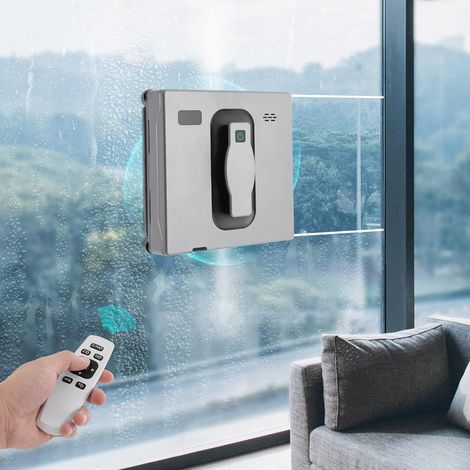Dual Spray Fensterputzroboter 24V 72W Effizienter Intelligente Fenstersauger Elektrischer Fensterputzer Fernbedienung mit 50ml Tank Beidseitiges Sprühsystem für Innen- und Außenfenster (Silber-grau) (1/5)