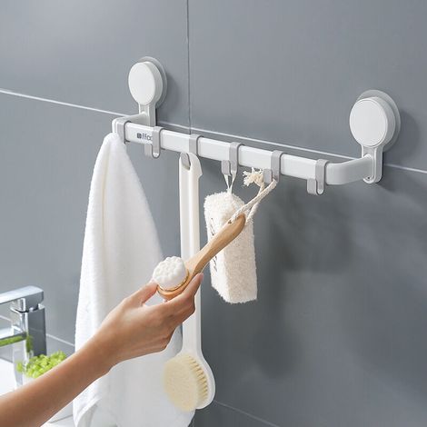Ahlsen Handtuchhalter, an der Wand montierter Handtuchhalter mit Saugnapf, 64 cm, Handtuchhalter ohne Bohren mit kraftvoller Kraft, wiederverwendbarer Handtuchhalter für Badezimmer und Küche